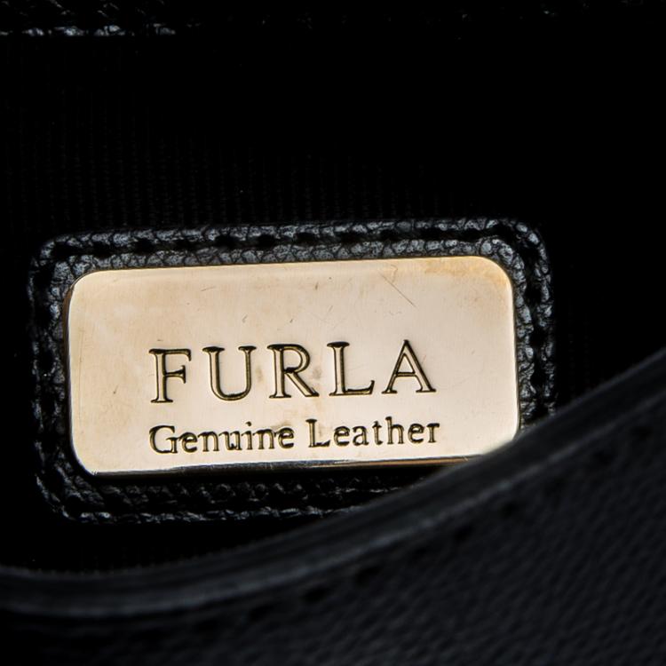 Pre Owned Furla Black/White Leather Metropolis Crossbody Bag