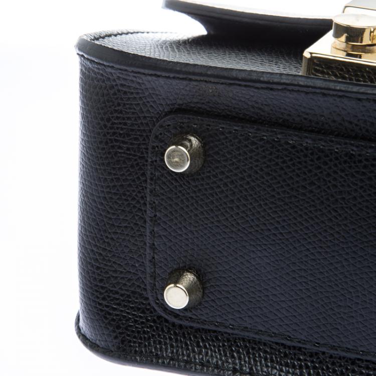 Pre Owned Furla Black/White Leather Metropolis Crossbody Bag