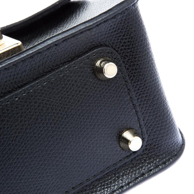 Pre Owned Furla Black/White Leather Metropolis Crossbody Bag