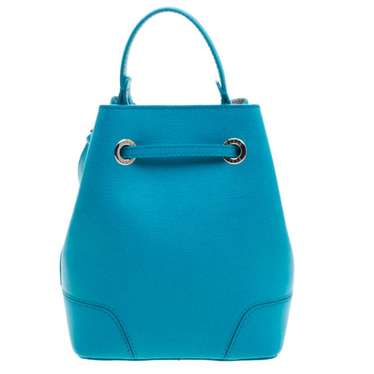 Pre Owned Furla Deep Sky Leather Mini Stacy Bucket Bag