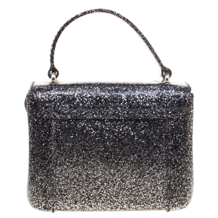 Pre Owned Furla Glossy Black Glitter Mini Candy Crossbody Bag