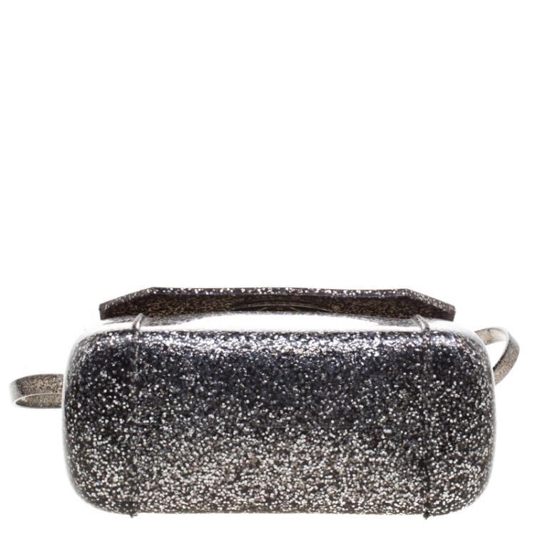 Pre Owned Furla Glossy Black Glitter Mini Candy Crossbody Bag