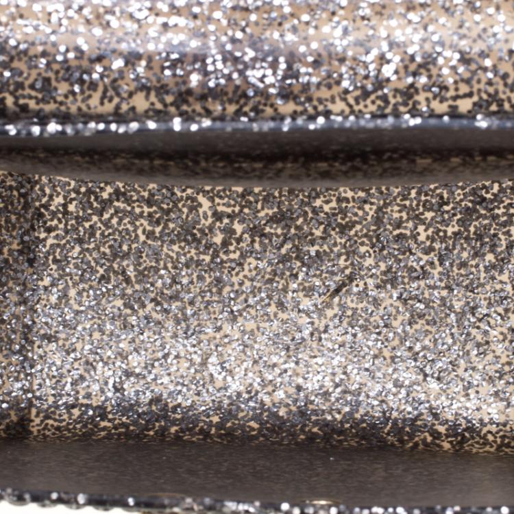 Pre Owned Furla Glossy Black Glitter Mini Candy Crossbody Bag