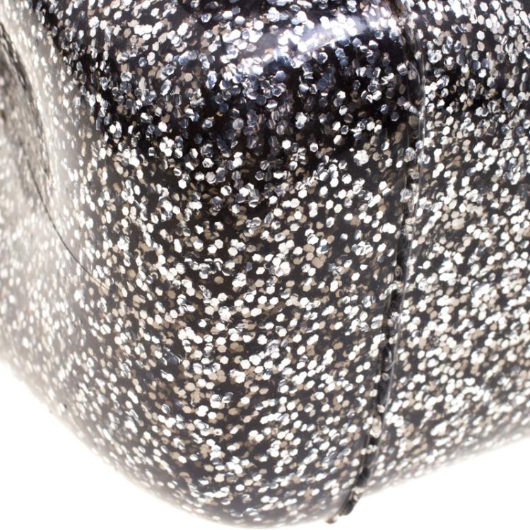 Pre Owned Furla Glossy Black Glitter Mini Candy Crossbody Bag
