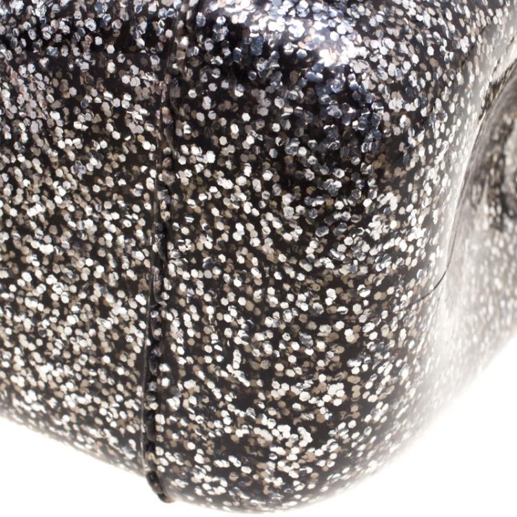 Pre Owned Furla Glossy Black Glitter Mini Candy Crossbody Bag