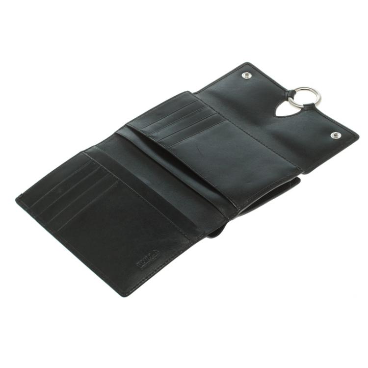 Pre Owned Furla Black Leather Tri Fold Wallet