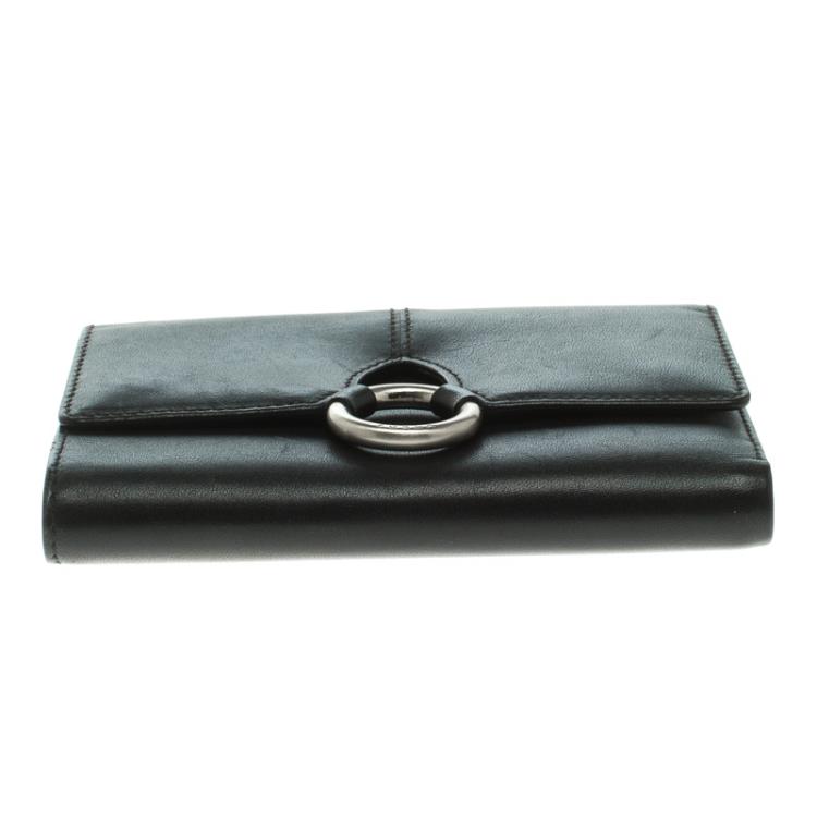 Pre Owned Furla Black Leather Tri Fold Wallet
