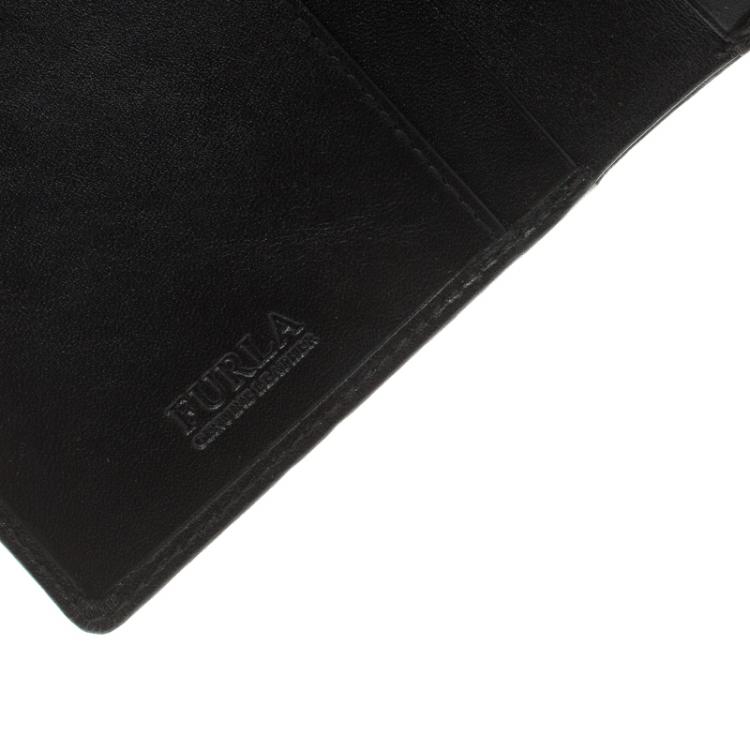 Pre Owned Furla Black Leather Tri Fold Wallet