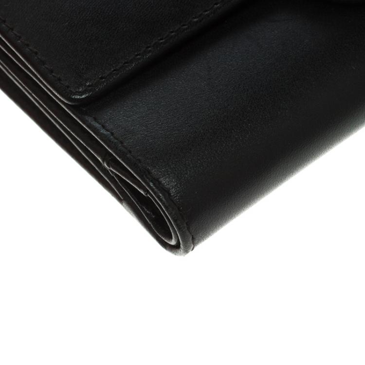 Pre Owned Furla Black Leather Tri Fold Wallet