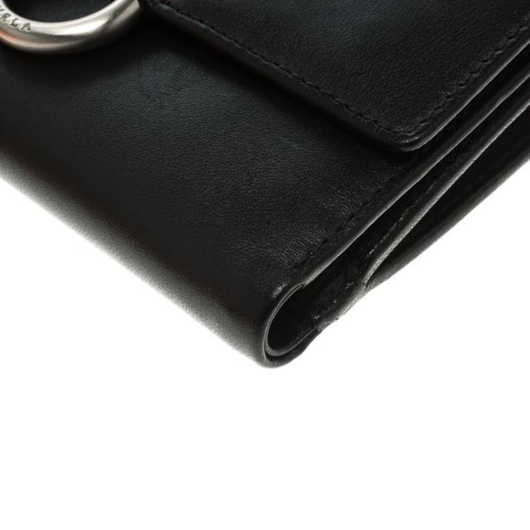Pre Owned Furla Black Leather Tri Fold Wallet