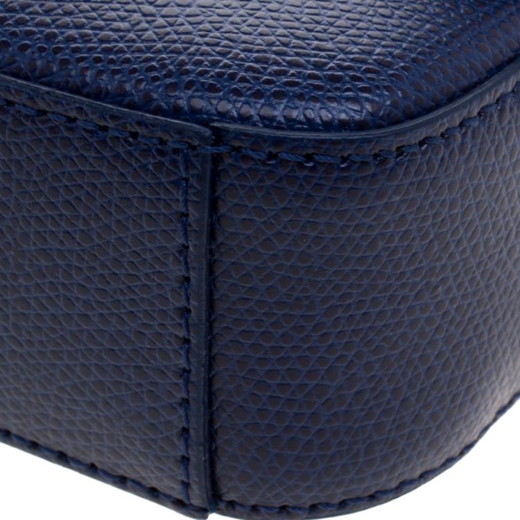 Pre Owned Furla Navy Blue Leather Mini Metropolis Crossbody Bag