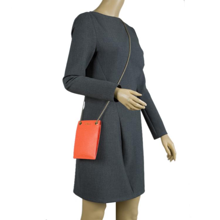 Pre Owned  Furla Coral Orange Babylon Phone Bag