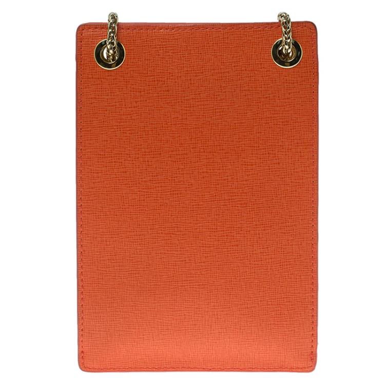 Pre Owned  Furla Coral Orange Babylon Phone Bag