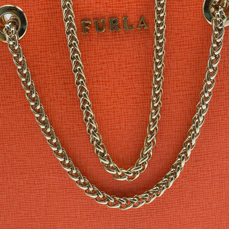 Pre Owned  Furla Coral Orange Babylon Phone Bag