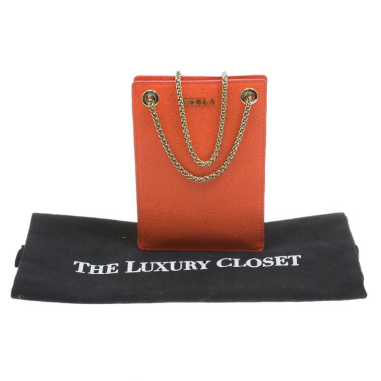 Pre Owned  Furla Coral Orange Babylon Phone Bag
