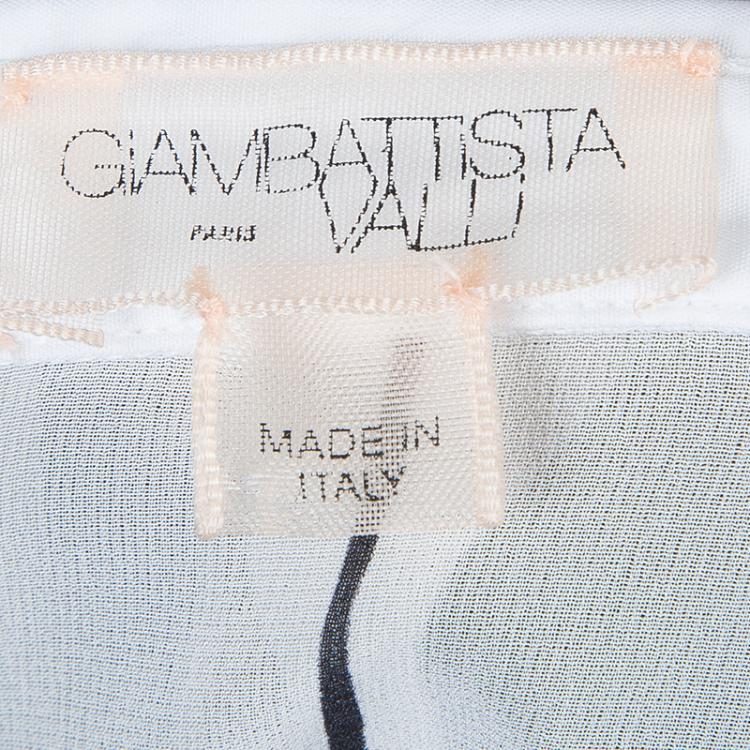 Pre Owned Giambattista Valli Multicolor Striped Contrast Bib Silk Blouse XS/S