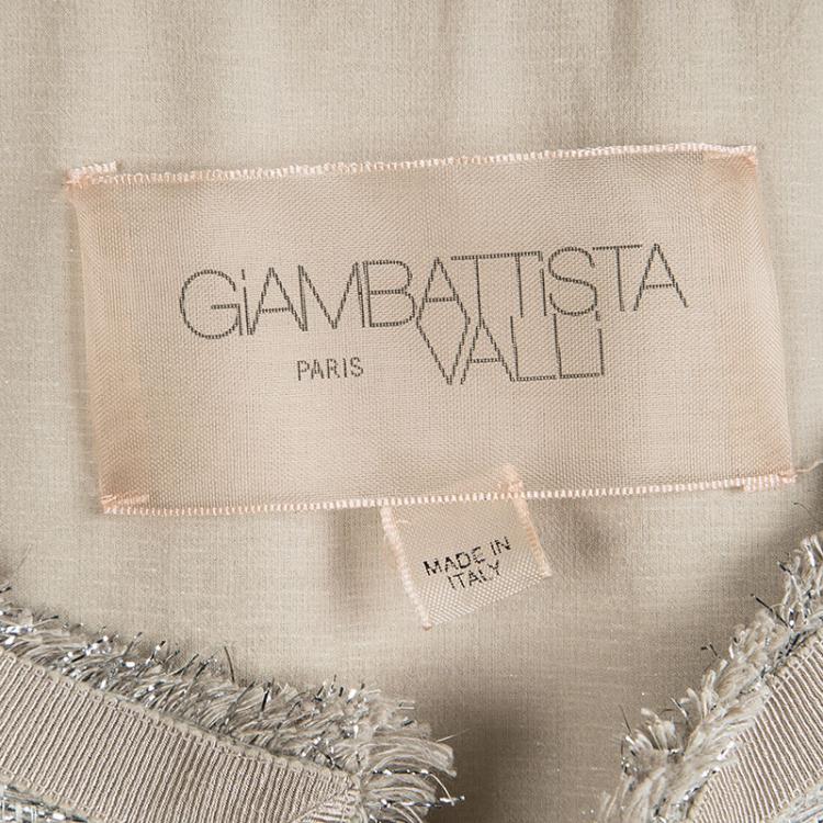 Pre Owned Giambattista Valli Silver Lurex Knit Boucle Jacket M