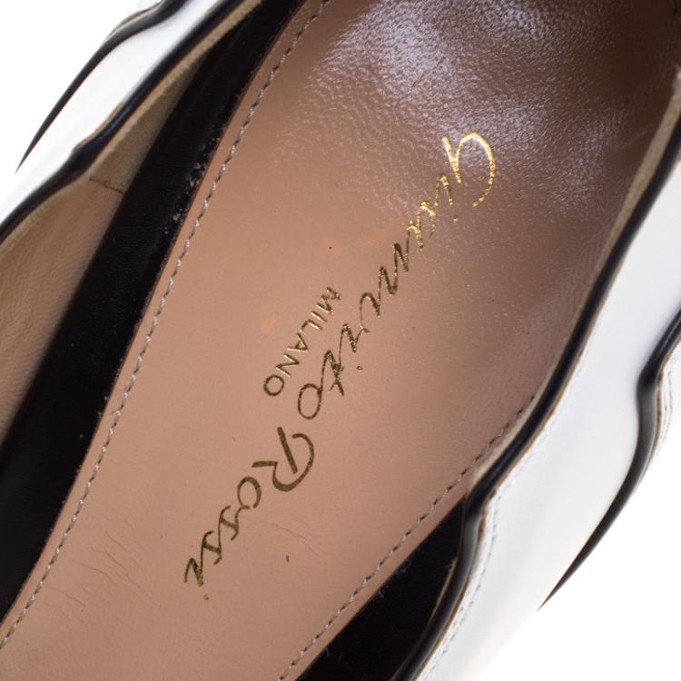 Pre Owned Gianvito Rossi White Scalloped Leather Pointed Toe Pumps Size 41