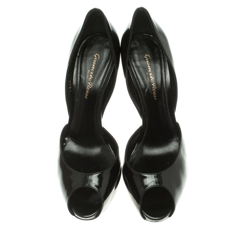 Pre Owned Gianvito Rossi Black Leather Peep Toe D'orsay Pumps Size 37