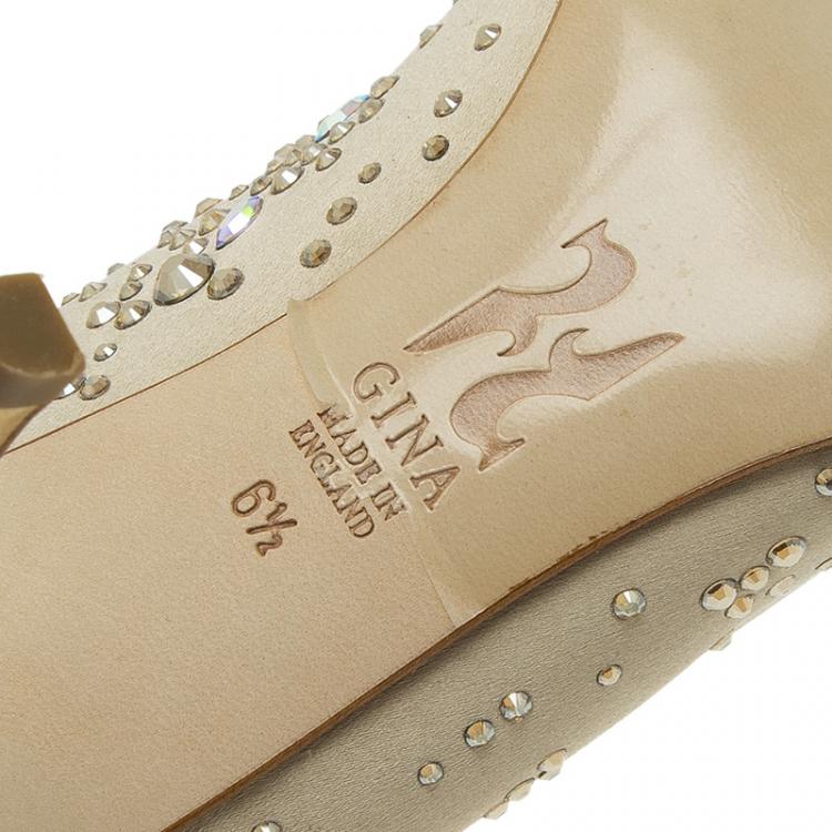 مملوكة مسبقًا Gina Beige Satin Embellished Anny Pumps Size 38.5