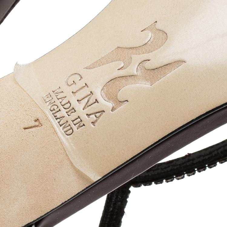 Pre Owned Gina Purple Crystal Slingback Sandals Size 40