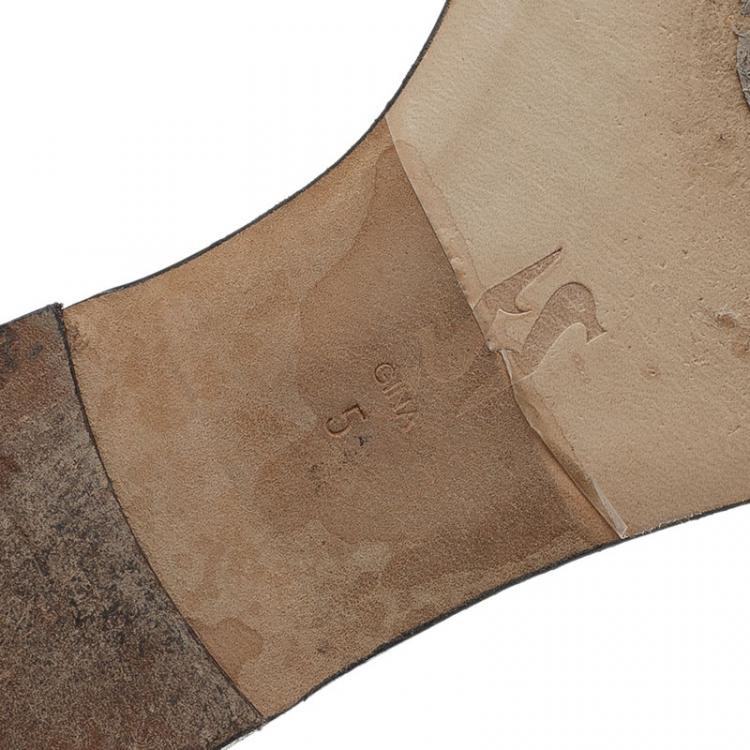 Pre Owned Gina Gold Crystal Flat Slides Size 38