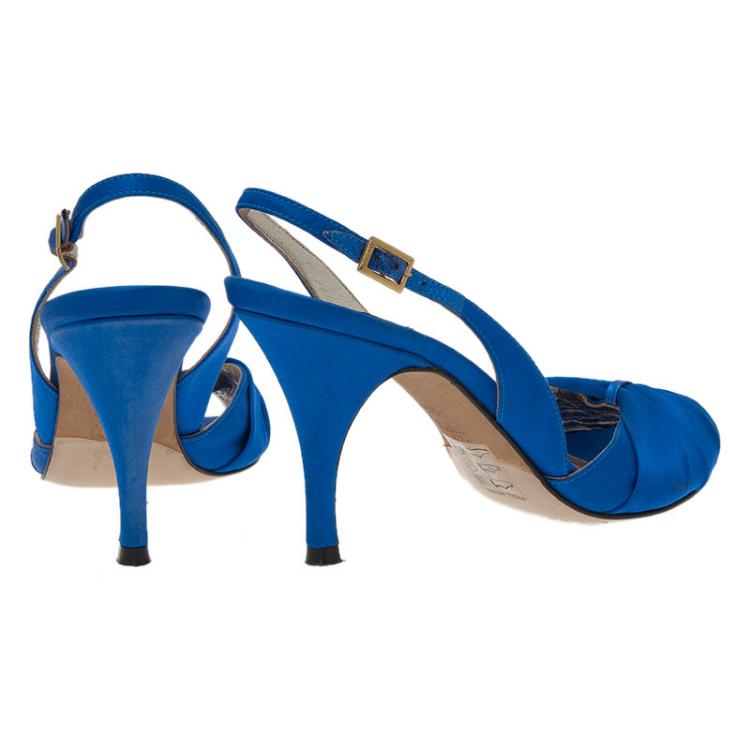 Pre Owned Gina Blue Satin Slingback Sandals Size 37.5