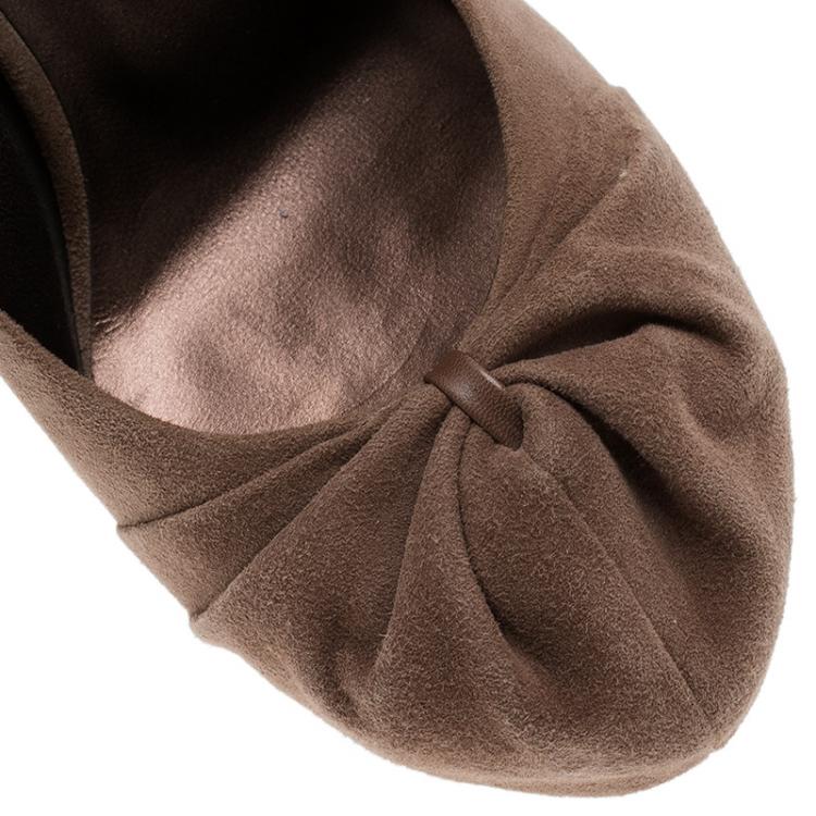 Pre Owned Gina Brown Suede Hoodie Platform Pumps Size 38