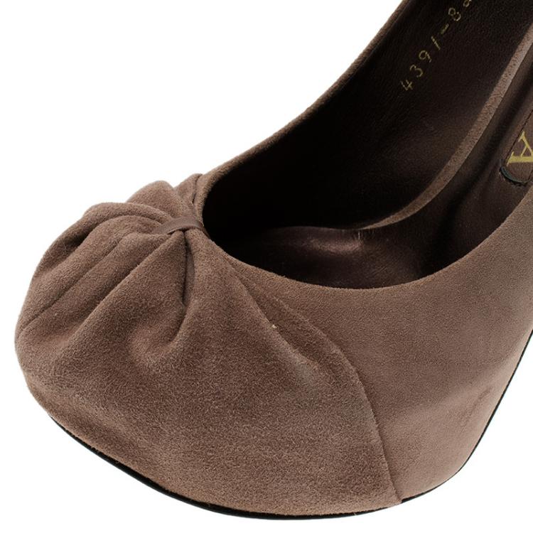 Pre Owned Gina Brown Suede Hoodie Platform Pumps Size 38