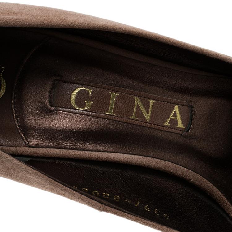 Pre Owned Gina Brown Suede Hoodie Platform Pumps Size 38