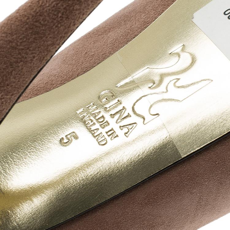 Pre Owned Gina Brown Suede Hoodie Platform Pumps Size 38