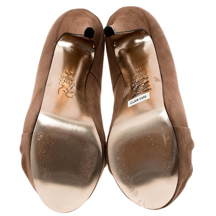 Pre Owned Gina Brown Pleated Suede Clair Platform Pumps Size 37.5