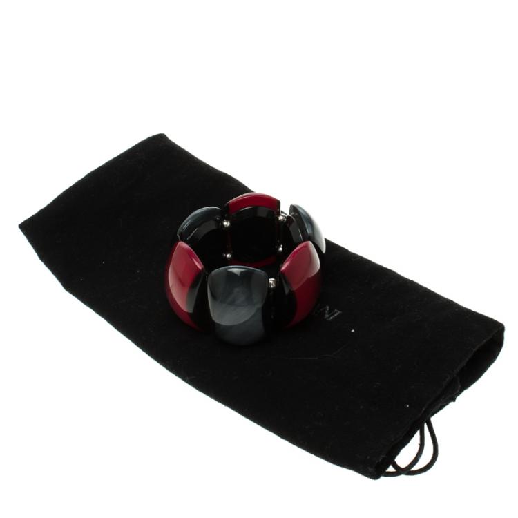 Pre Owned Giorgio Armani Red and Grey Resin Bracelet