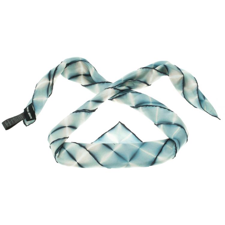 Pre Owned Giorgio Armani Blue Digital Printed Silk Square Scarf