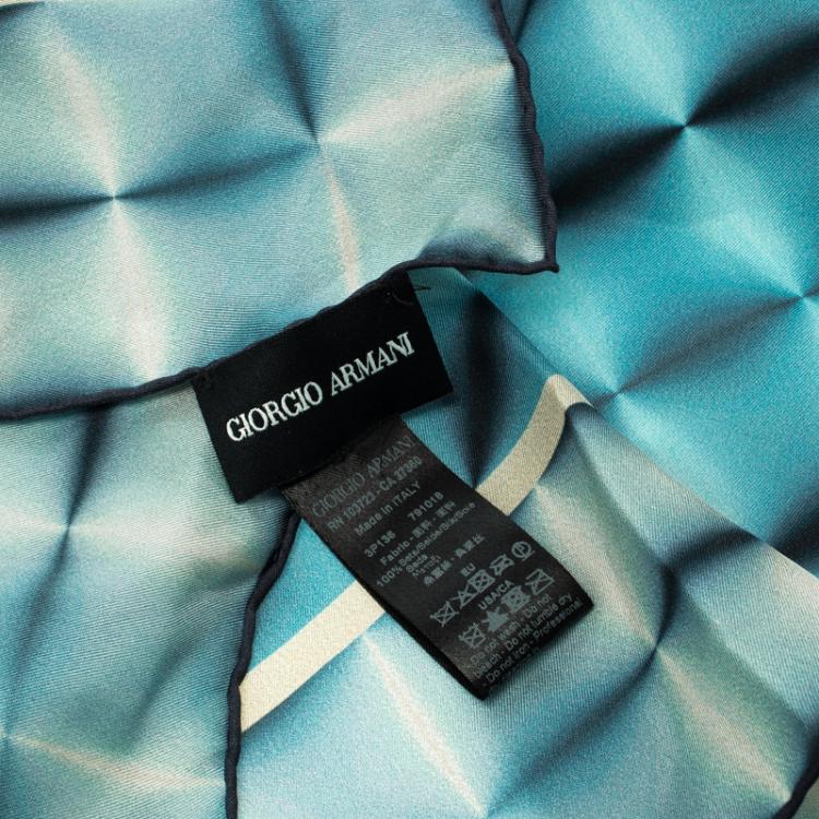 Pre Owned Giorgio Armani Blue Digital Printed Silk Square Scarf
