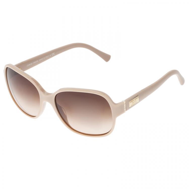 Pre Owned Giorgio Armani Cream 8020 Oversized Square Sunglasses