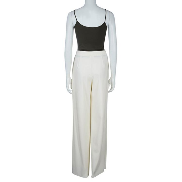 Pre Owned Giorgio Armani White Flared Pants M
