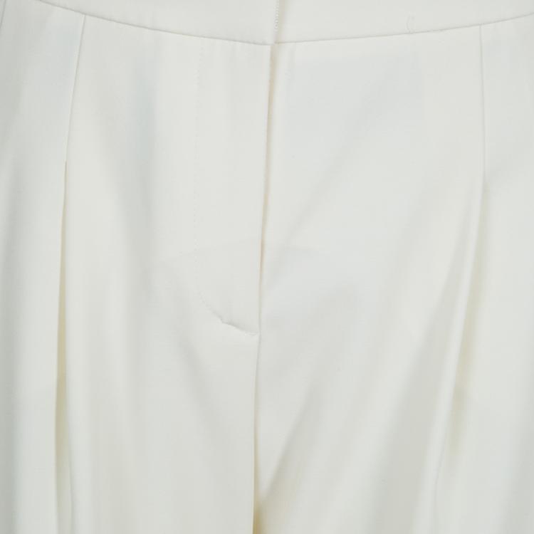Pre Owned Giorgio Armani Cream Wide-leg Trousers S