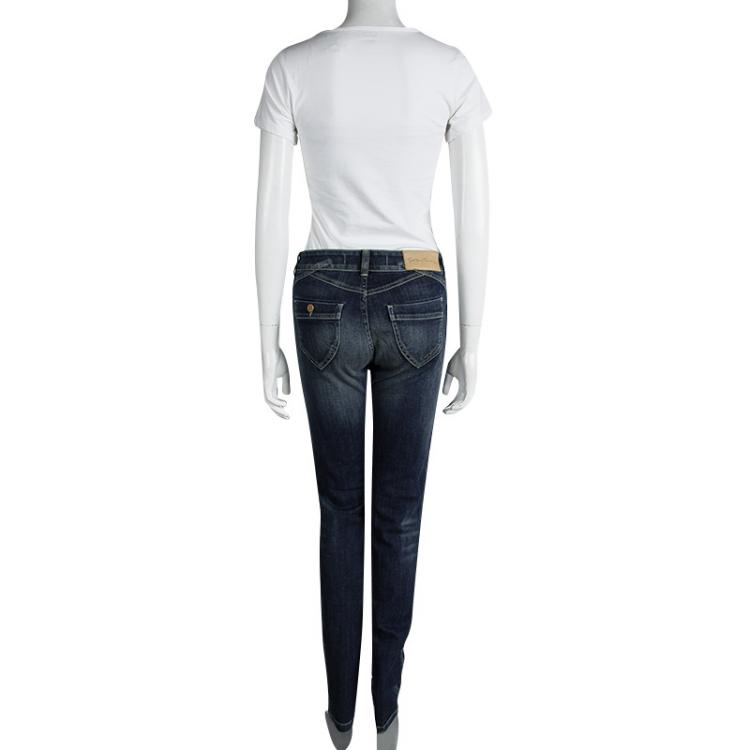 Pre Owned Giorgio Armani Indigo Denim Faded Effect Straight Fit Jeans M