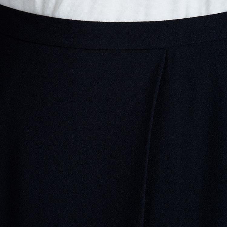 Pre Owned Giorgio Armani Navy Blue Front Pleat Detail Maxi Skirt S 