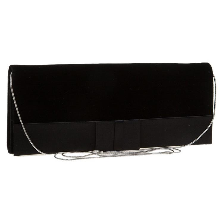 Pre Owned Giorgio Armani Black Velvet/Satin Bow Clutch