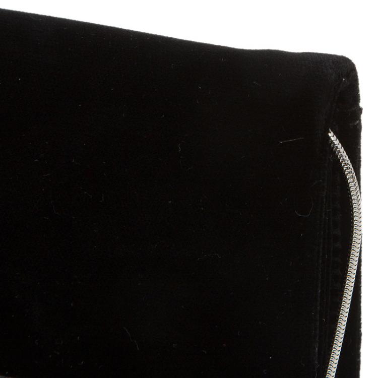 Pre Owned Giorgio Armani Black Velvet/Satin Bow Clutch