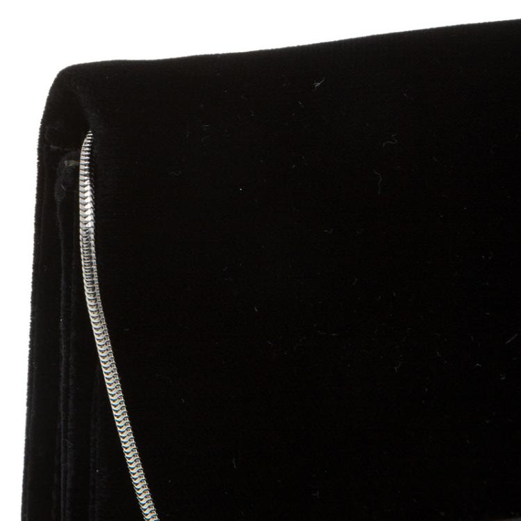Pre Owned Giorgio Armani Black Velvet/Satin Bow Clutch