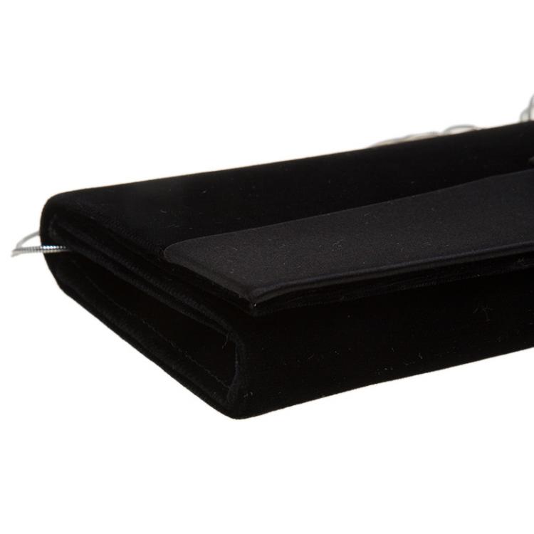 Pre Owned Giorgio Armani Black Velvet/Satin Bow Clutch