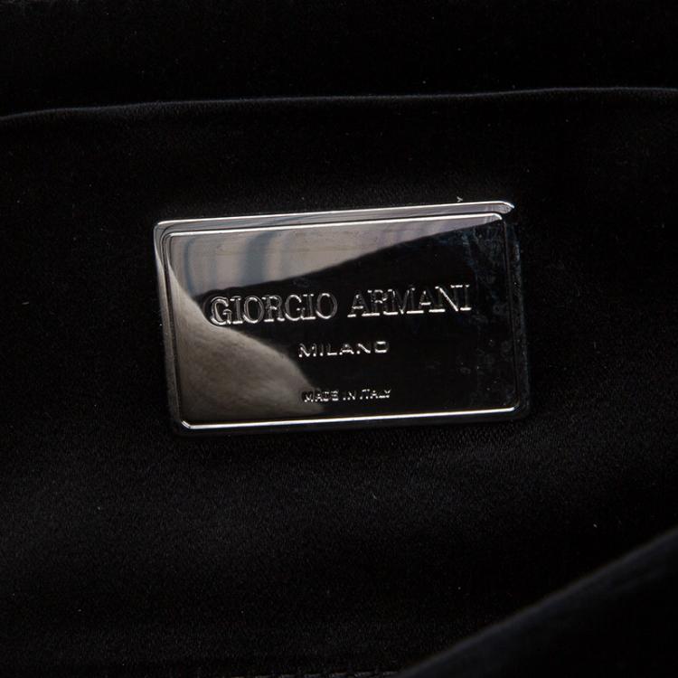 Pre Owned Giorgio Armani Black Velvet/Satin Bow Clutch