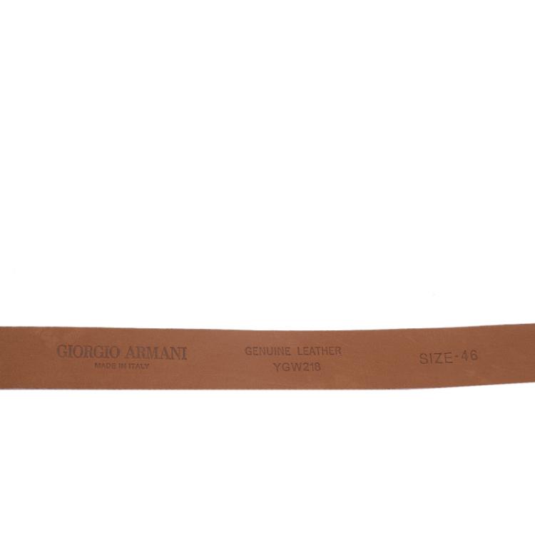 Pre Owned Giorgio Armani Pink Suede Logo Buckle Belt Size 46 
