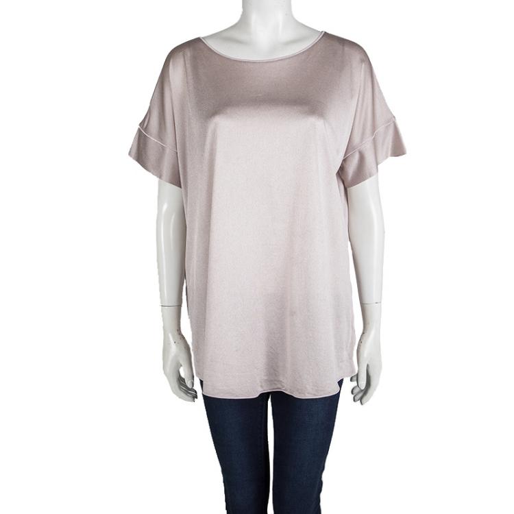 Pre Owned Giorgio Armani Blush Pink Oversized Short Sleeve Top M