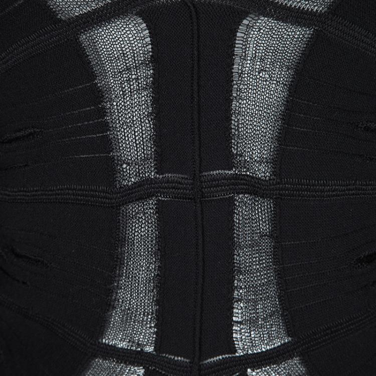 Pre Owned Giorgio Armani Black Knit Backless Long Sleeve Stretch Top S