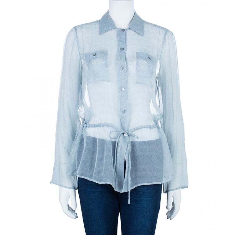 Pre Owned Giorgio Armani Button Down Drawstring Shirt L