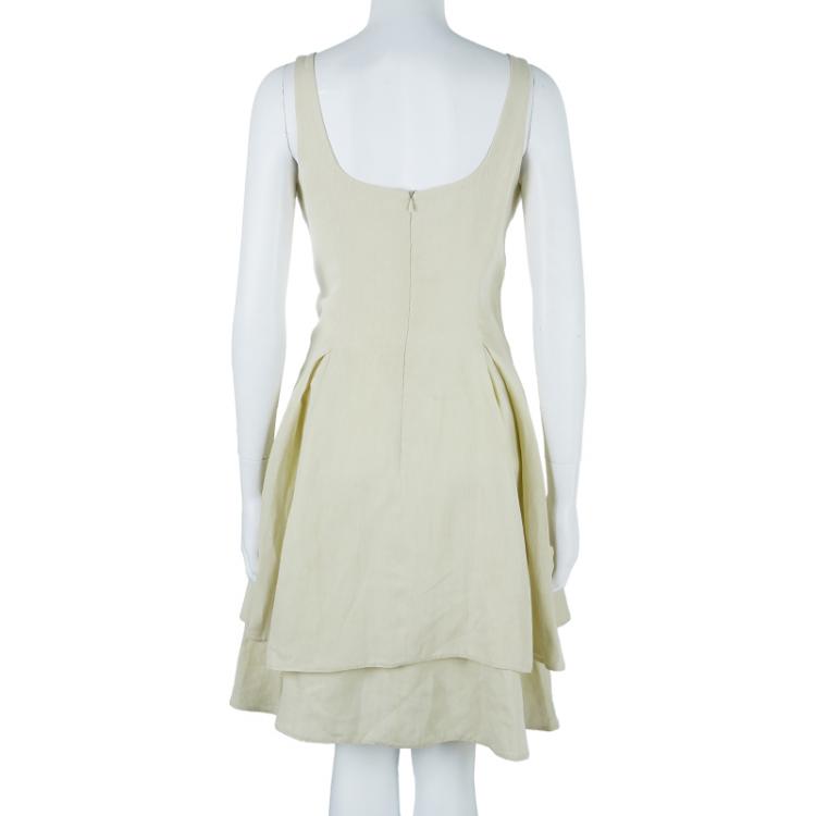 Pre Owned Giorgio Armani Off-white Flare Dress M